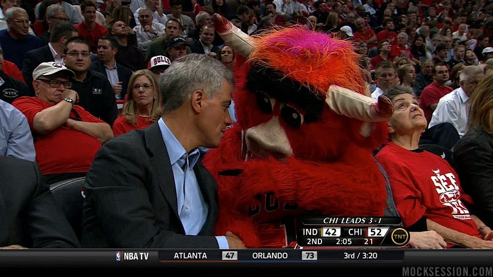 Rahm Emanuel Shares Romantic Moment With Bull Furry
