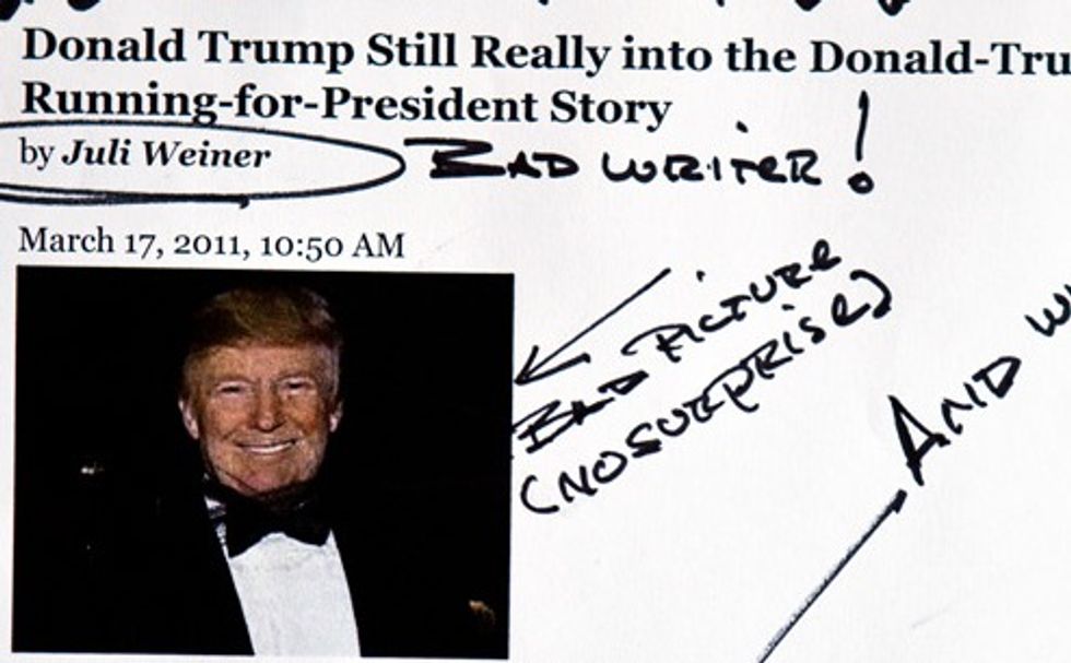 American Literary Icon Donald Trump Not Impressed With Juli Weiner