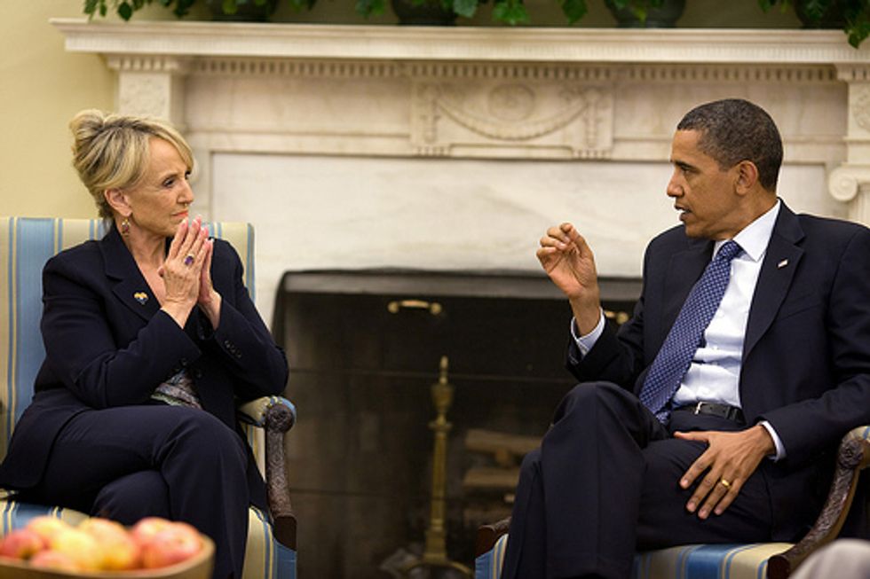 (Kidnapped?) Jan Brewer Vetoes Birther Bill, Children's Gun Rights