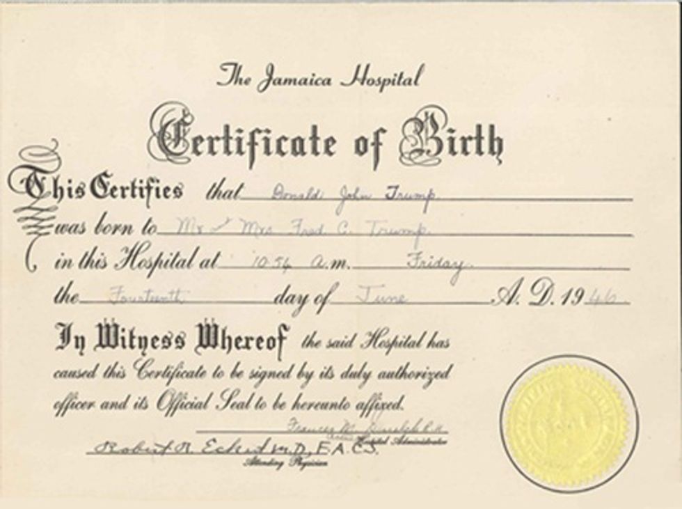 Donald Trump Puts Forward Unofficial Birth Certificate (What's He Hiding?)