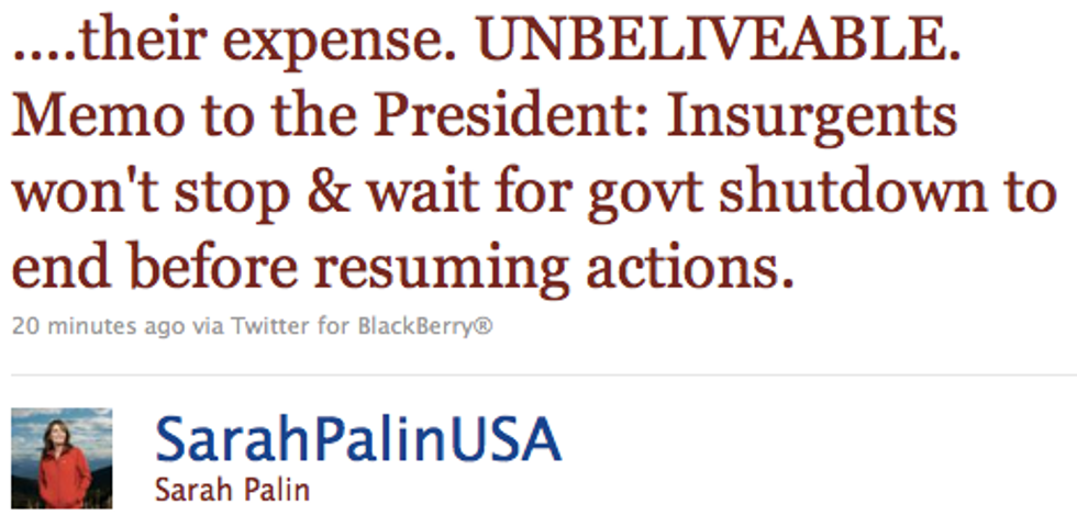 Sarah Palin Thinks U.S. Armed Forces Are About To Disband Or Something