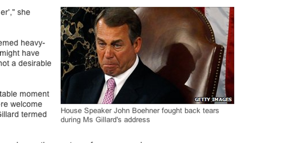 Meanwhile, John Boehner Is Crying About Stupid Things