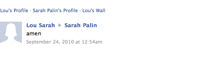 Hairy Mom Pussy Sarah Palin - Sarah Palin Has Secret 'Lou Sarah' Facebook Account To Praise Other Sarah  Palin Facebook Account - Wonkette