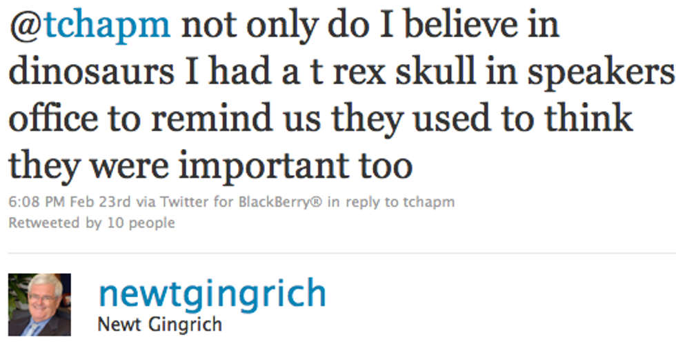 Newt Gingrich Bragging On Twitter About Dinosaur Skull He Owned