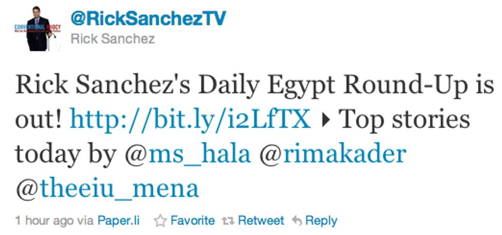 Rick Sanchez To Personally Overthrow Egypt Regime, Via Twitter