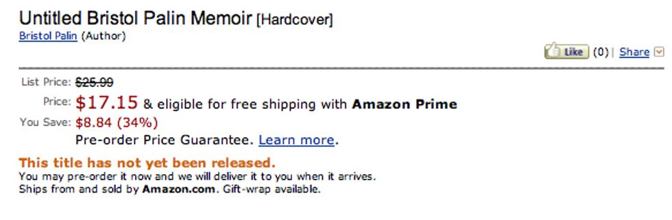 It Would Appear There Is a Bristol Palin Memoir