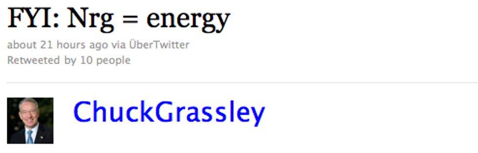 Chuck Grassley Startled By Big 'Nrg'