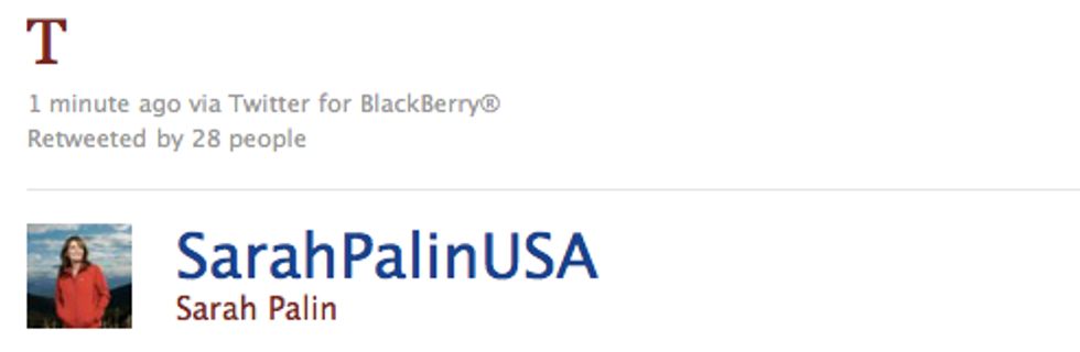 Palin Either Has Run Out of Things To Say Or Is Running For President
