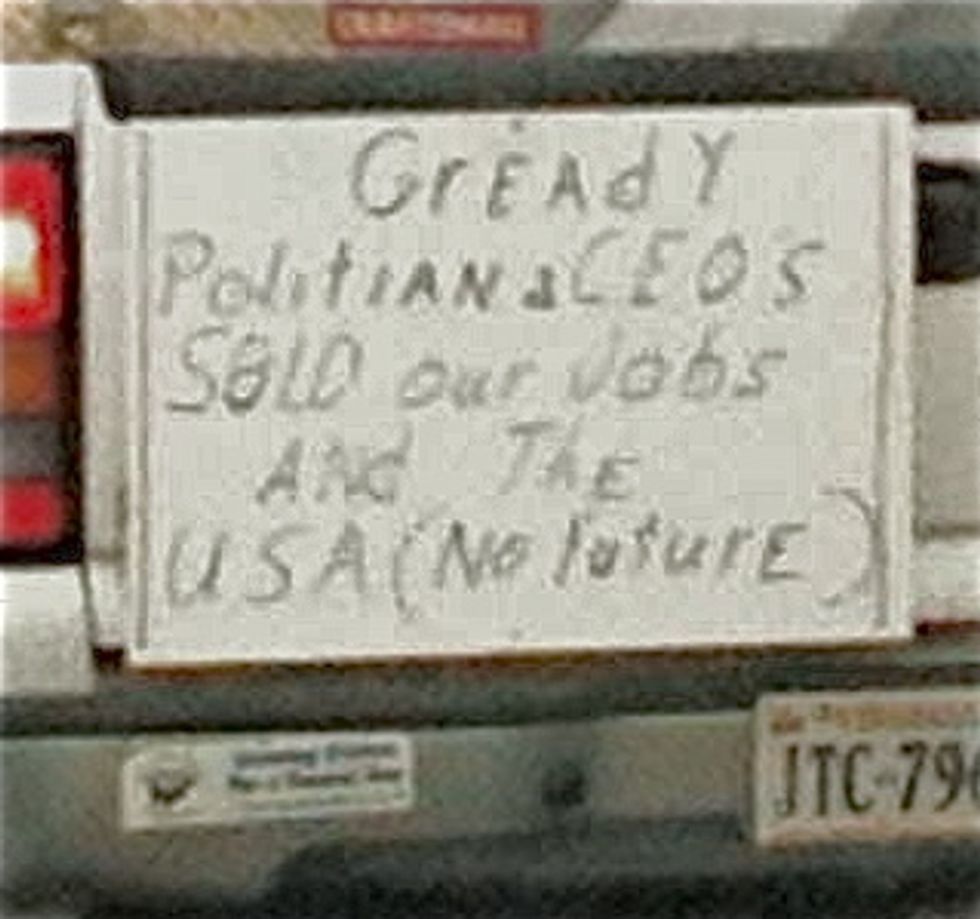 Disaffected Pickup Truck Can't Spell, Hates 'Politian + CEO'S'