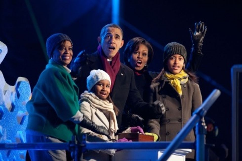 Heathen Obama Lights Christmas Tree; Crowd Applauds Dog