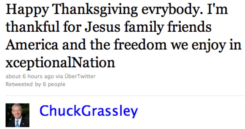 Happy Thanksgiving! Chuck Grassley Has Renamed the United States