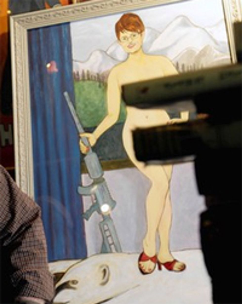 Old Pervert Hangs Nude Palin Painting In Bar