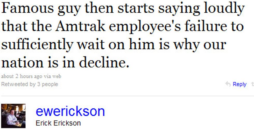 RedState Guy Says Tom Friedman Acts Like a Jackass On Amtrak