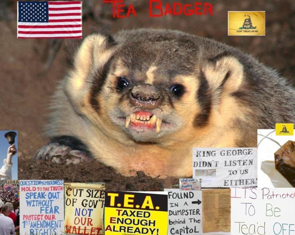 Teabaggers Not Allowed To Wear Ratty Teabagger T-Shirts In Obama's USA