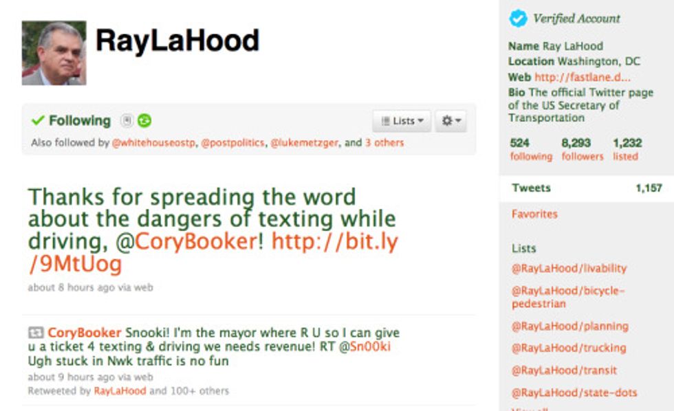 Ray LaHood Backs Snooki-Busting Mayor of Newark
