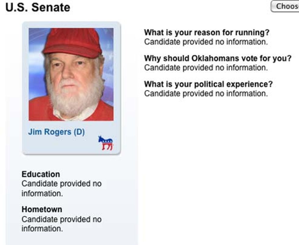 Grizzled Old Coot Will Be Oklahoma's Next Democratic Senator