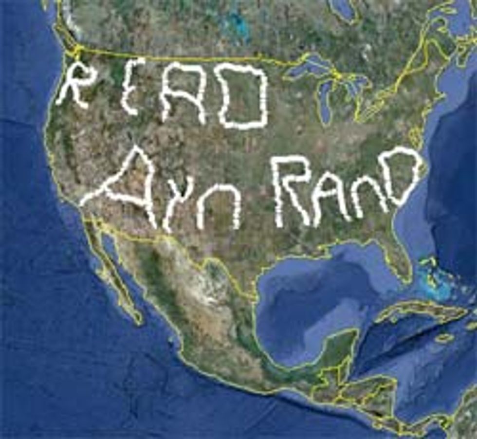 Ayn Rand Fan Writes Digital Love Note Across America's Face