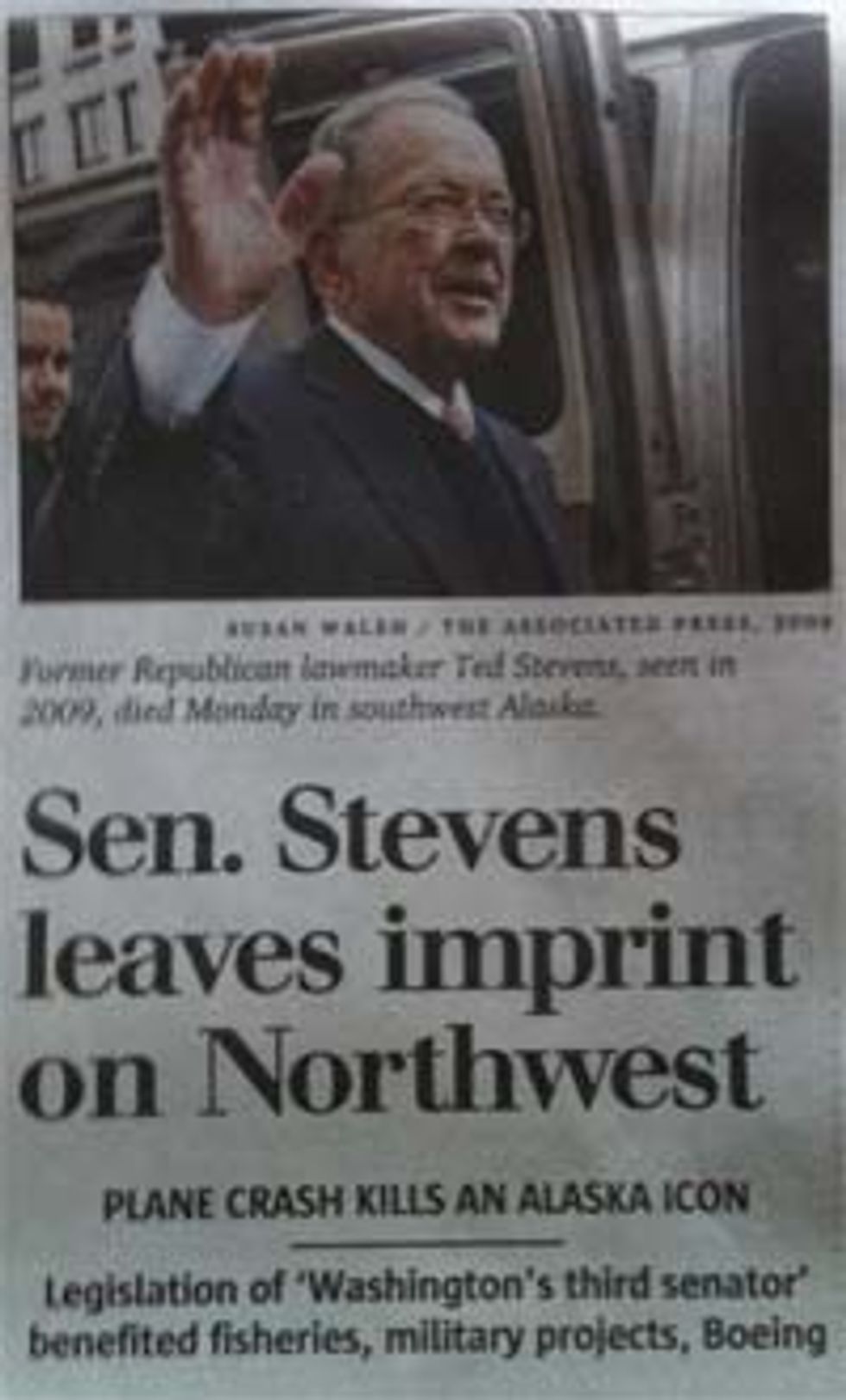 Seattle Times Defiles Memory Of Ted Stevens, Sarah Palin's Best Friend