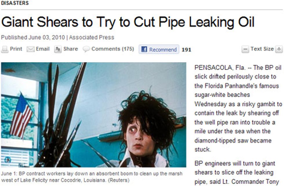 BP Deploying Edward Scissorhands To Gulf Spill