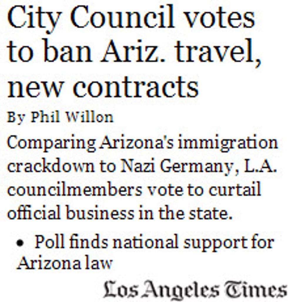 Los Angeles Cuts Ties With 'Nazi' Arizona, While Americans Support 'Nazi' Arizona