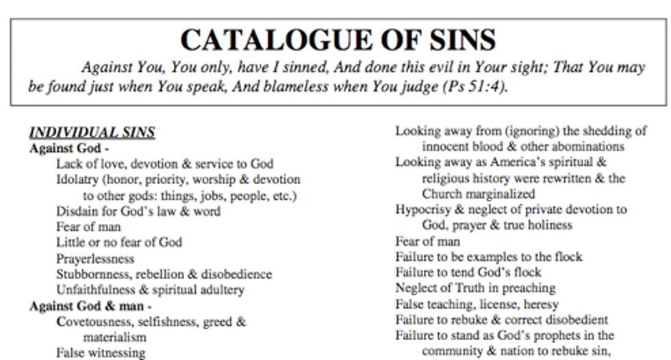 Here's The Official Catalogue Of Sins, From The Family Research Council