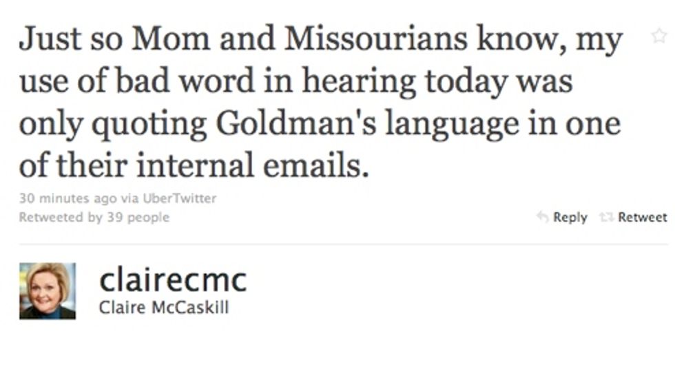 Apology Not Accepted, Claire McCaskill