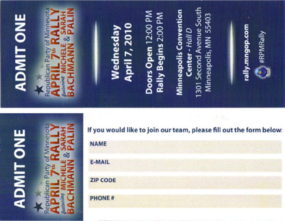 Free (Pictures of) Tickets To Sarah Palin's Michele Bachmann Rally!