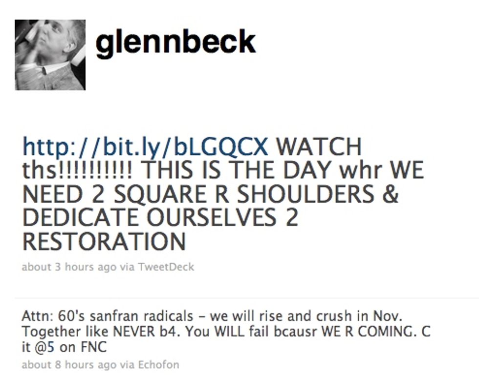 Glenn Beck Is Upset On Twitter!
