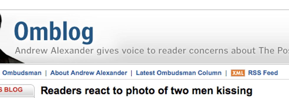 Wingnuts Furious Over Washington Post Gay-Kissy Photo