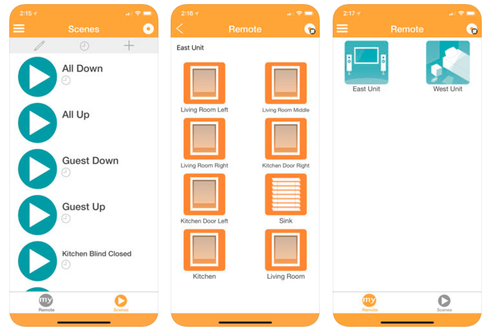 Image of Somfy Systems mobile app home screen