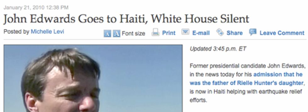 If Haitians Thought That Earthquake Was Bad, Wait Until John Edwards Exploits Them For A Pathetic Publicity Stunt