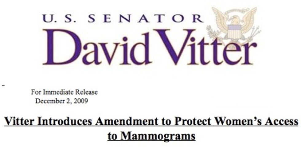David Vitter Will Protect Ladies From Medical Recommendations