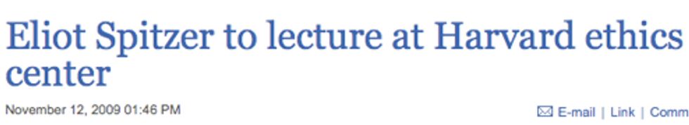 Look, It's Ironical, Because Eliot Spitzer Is Crazy-Lacking In Ethics!
