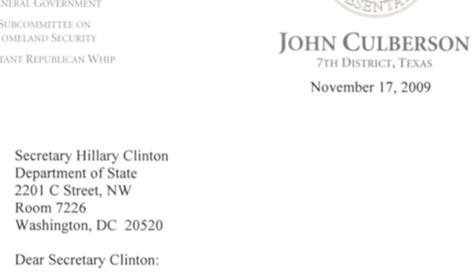 John Culberson Would Like To Ask Hillary Clinton For Something