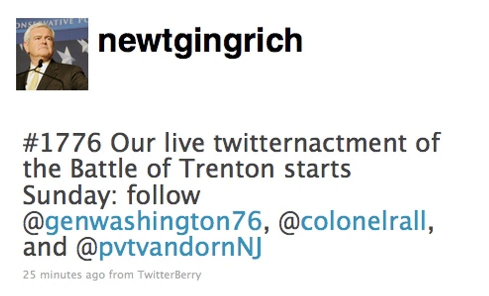Newt Gingrich Holding War Reenactment On Twitter, Whatever That Means