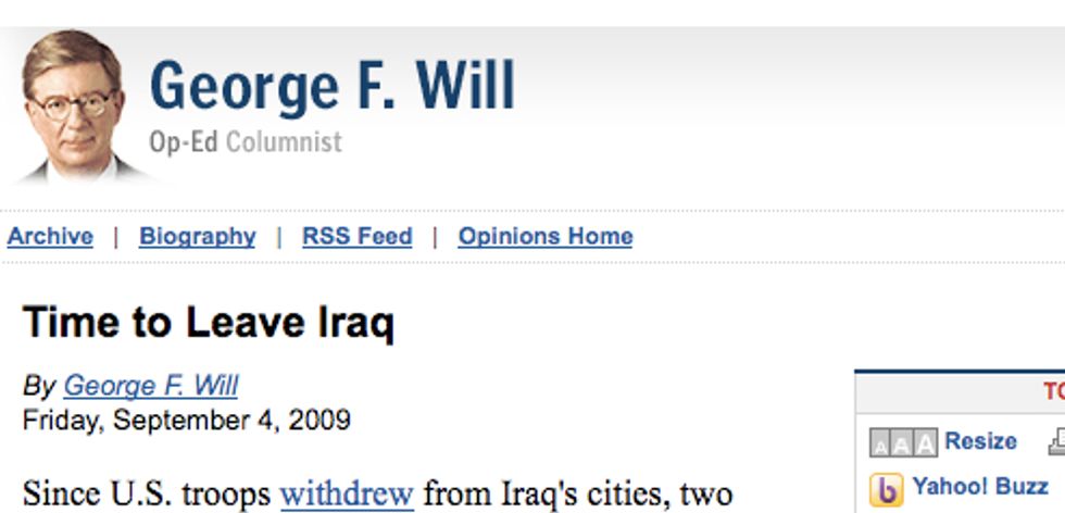 Government Now Has George Will's Permission To End This War, Too