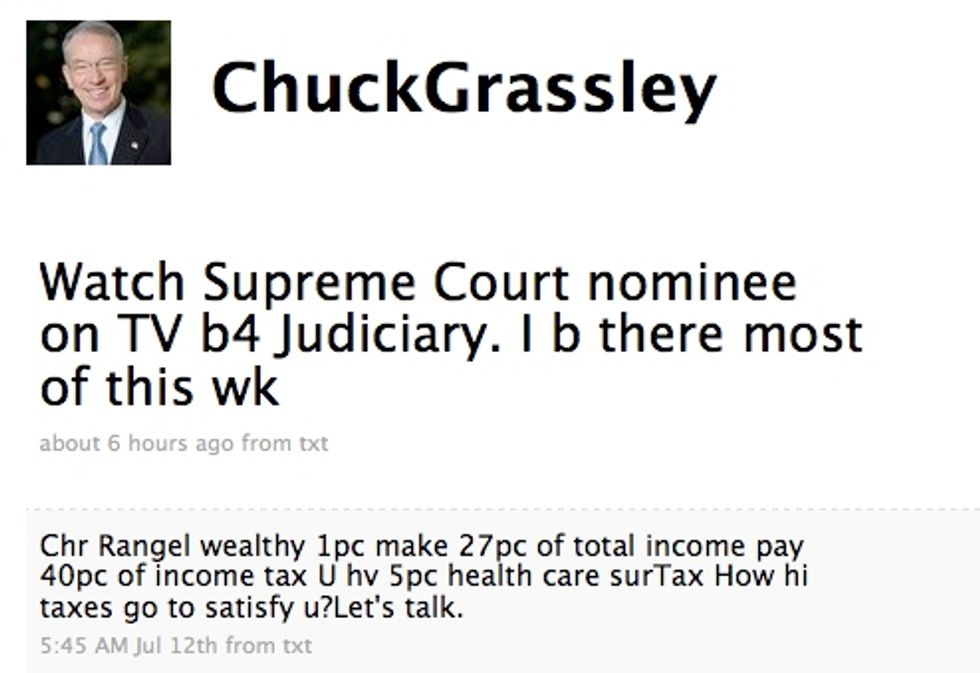 Meanwhile, On Chuck Grassley's Twitter