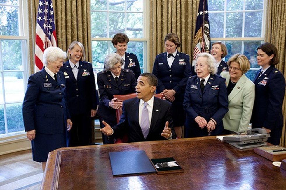 Obama Has A Laugh With Aviatrixes