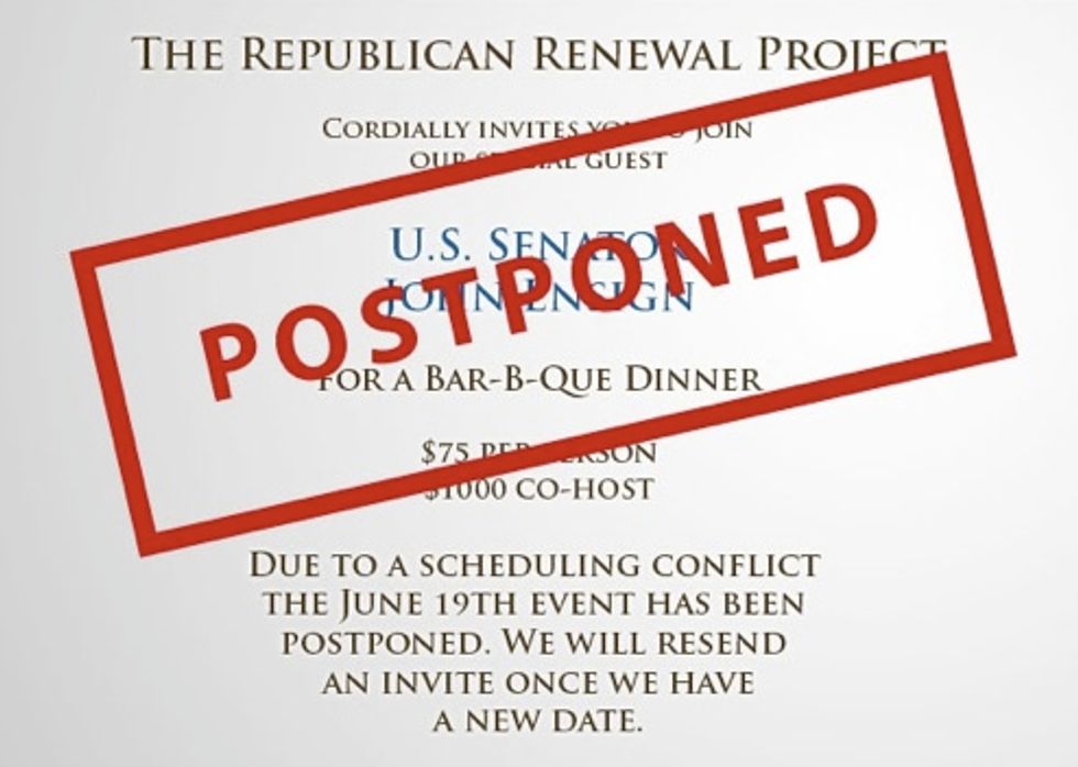 Disgraced Whore Of Babylon John Ensign's Sexy BBQ Postponed