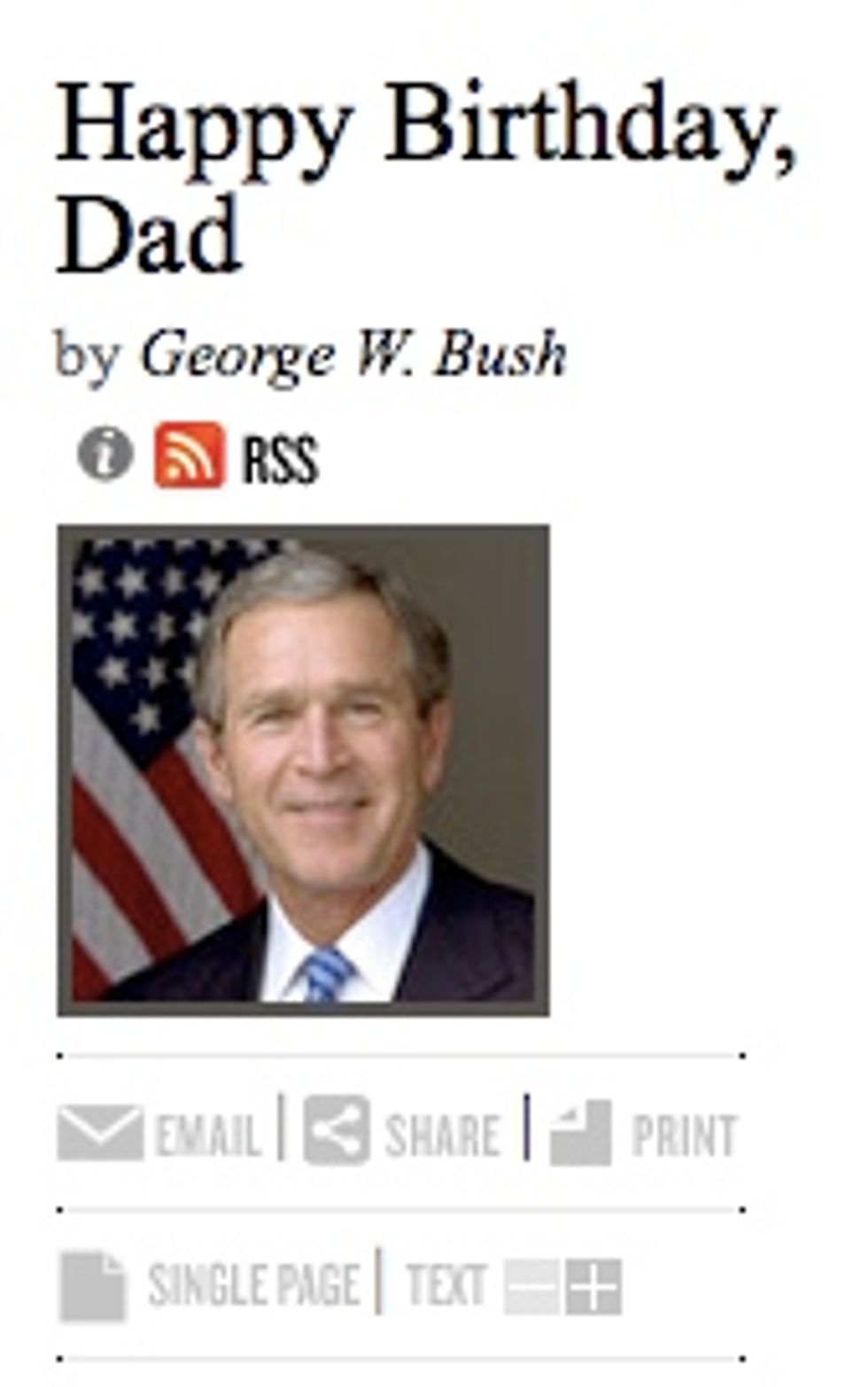 George W. Bush Also Writes For The Daily Beast