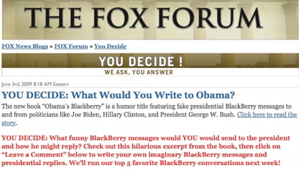 Fox News Asks Commenters To Write 'Funny Questions' They Would Ask Obama