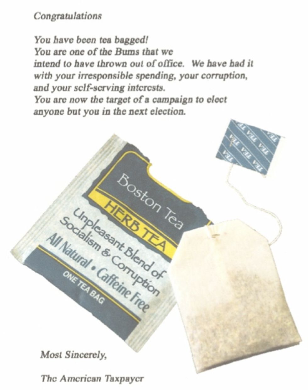Did You Taxpayers Know That You Wrote This Teabag Letter?