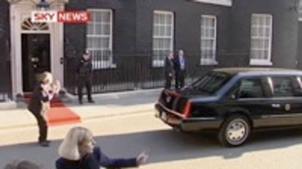 Exclusive Video Of President Obama's Limo Parking Outside 10 Downing Street