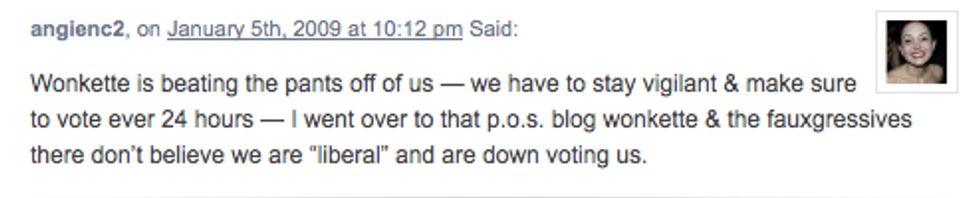 Ha Ha, Best 'Liberal' Blog Somehow Between Wonkette And PUMA Site