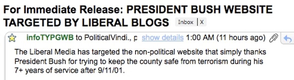 Liberal WONKETT Blog Tries To 'FAIL' That 'Thank You George W. Bush' Website