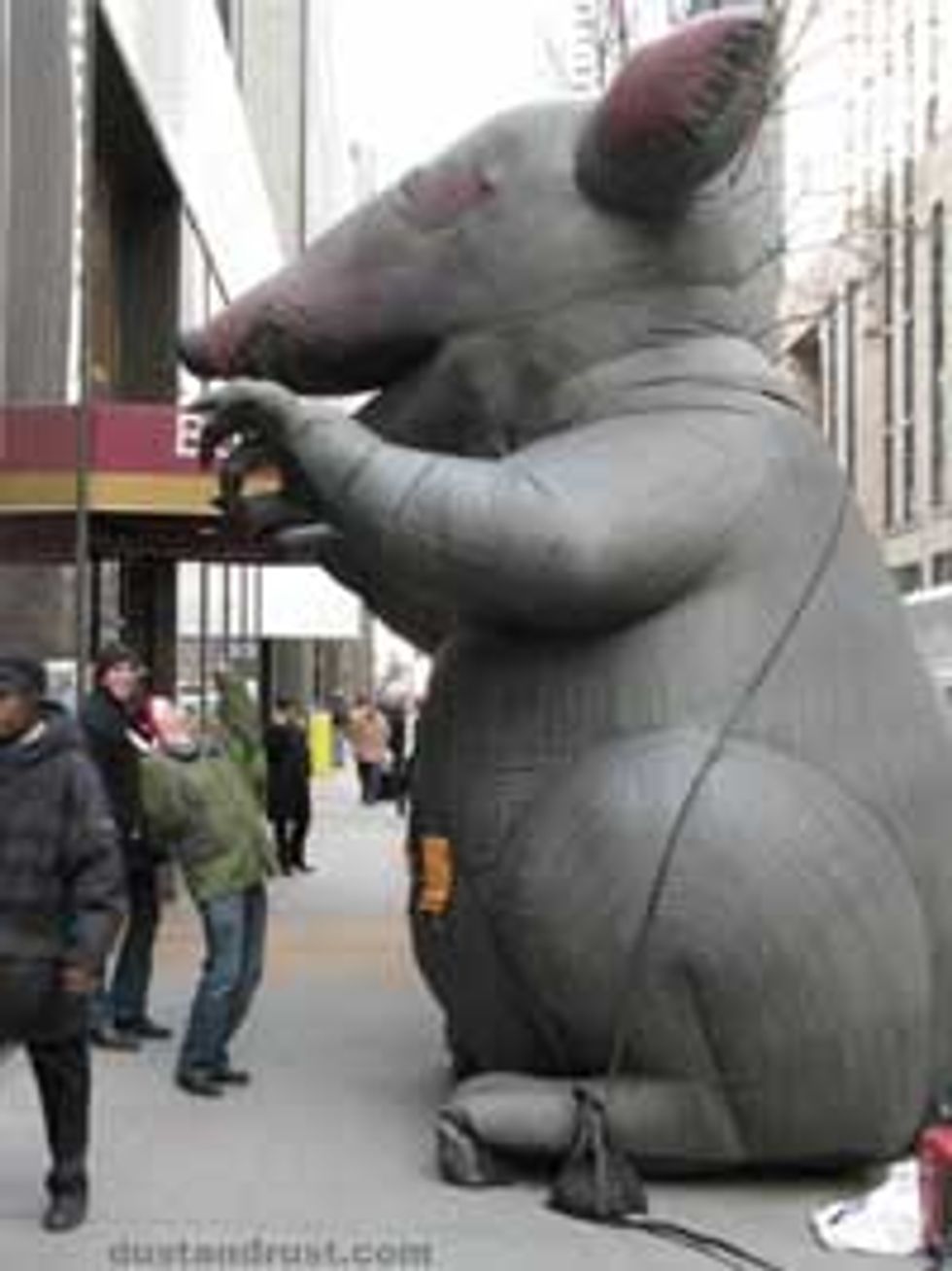 Joe Lieberman Threatened With Scary Rat Balloon