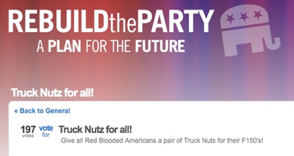 It's Truck Nutz Vs. Paultards In GOP-Fixin' Ideas Contest