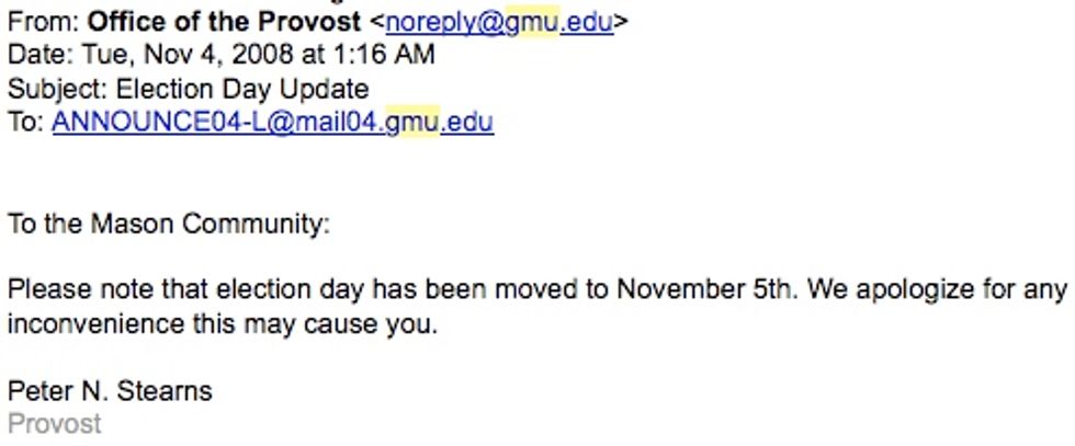 University Provost's E-mail Hacked, Tells Students That Election Has Been Delayed