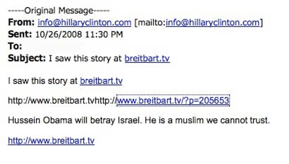 HillaryClinton.com Email Hacked By Breitbart Fan