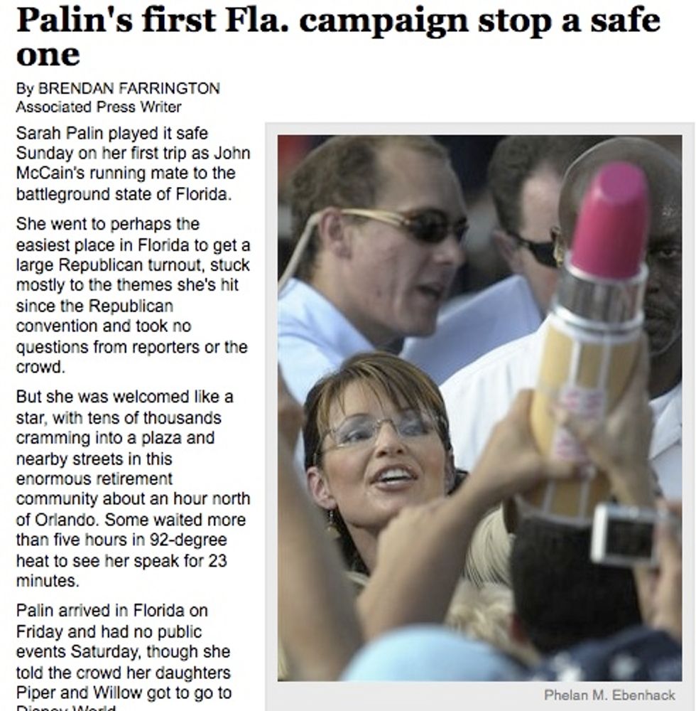 Retirees Present Sarah Palin With Enormous Phallus